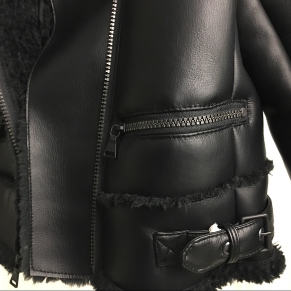 NWT Express Black Faux-Shearling Moto Jacket - Picture 7 of 8